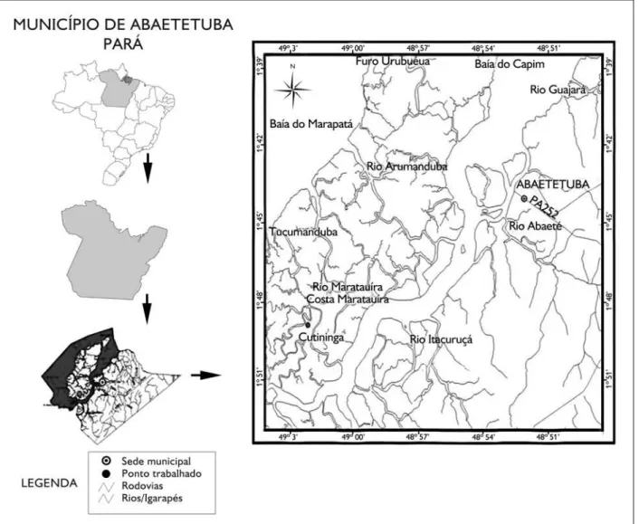 Figura 1. Localização do Município de Abaetetuba, Pará, e da comunidade de Cutininga.