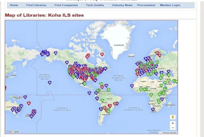 Ilustração 2 - Map of libraries: Koha ILS 