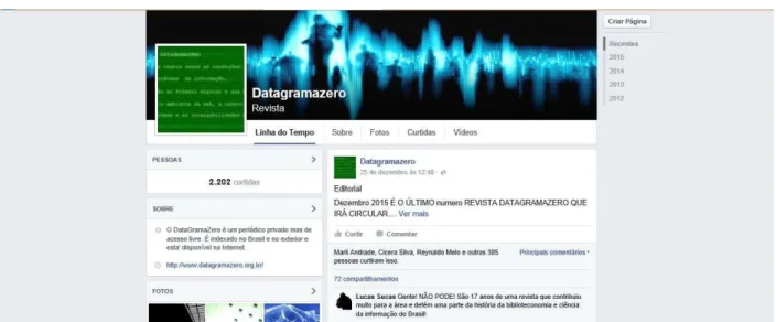 Figura 2 –Facebook da Datagramazero