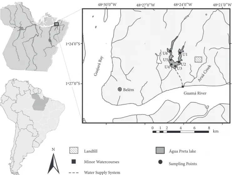 Figure 1. Location of Água Preta Lake regarding to the Northern Brazilian city of Belém (Pará State) and its principal tributaries