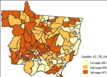 Figure 3. Moran dispersion map for cattle slaughter, Mato Grosso,  from 2002 to 2008