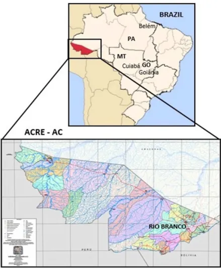 Figure 1. Map of Brazil, including the areas under study – adapted. (Source: IBGE 4 ) 