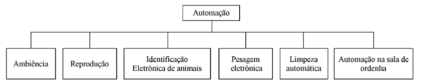 Figura 1   Divisão da automação na produção leiteira em relação à investimentos.