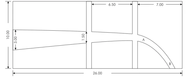 Figure 1. Drawing of an artificial simulated root canal showing lateral canals in the middle and apical thirds.