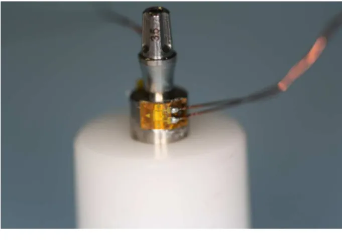 Figure 2. Strain gauge fixation. Figure 3. Axial loading was applied.