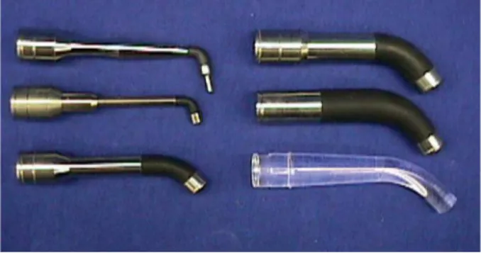 Figure 14. Different styles of removable fiberoptic light guides  used in QTH lights.