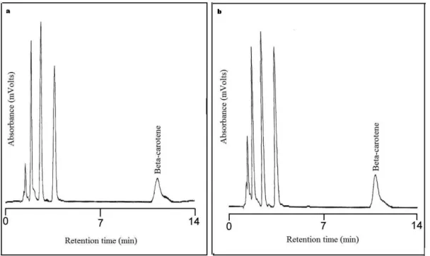 Figure 1 shows typical chromatograms obtained for  samples of the vegetables studied. 