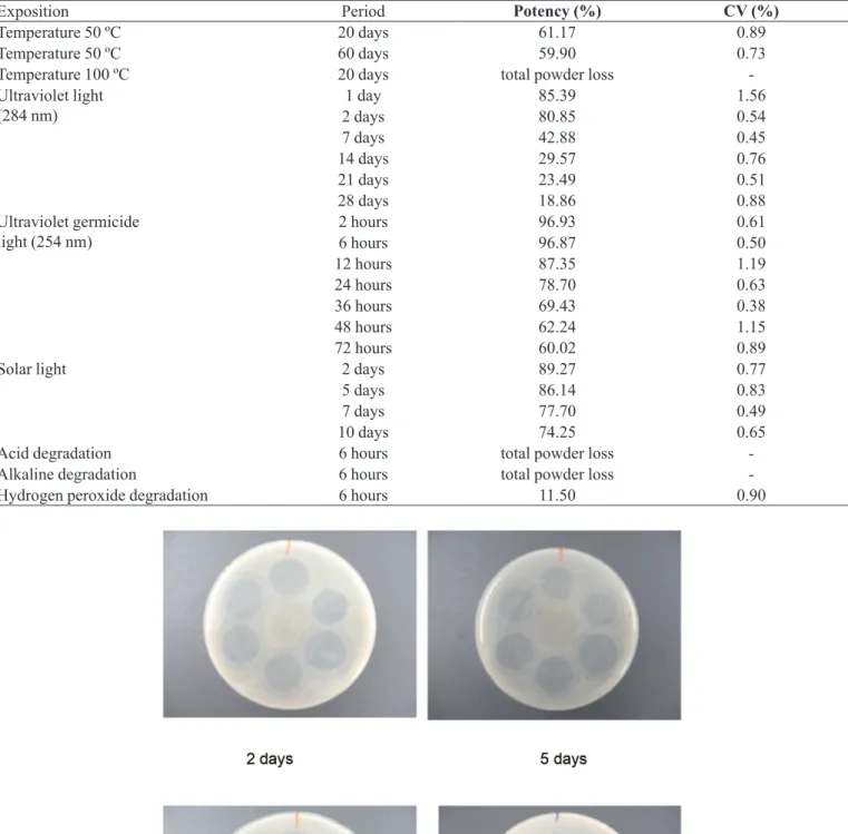 FIGURE 8 - Zone diameters for the azithromycin under solar light exposition.