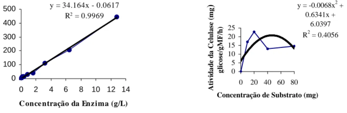 FIGURA 1   Efeito da concentração de enzima sobre a velocidade da reação (a) e da quantidade do substrato sobre a velocidade da reação (b), em pergaminho de sementes de cafeeiro.