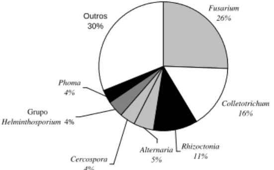FIGURA 2  Freqüência da ocorrência de gêneros de fungos associados às amostras recebidas pela Clínica Fitossa- Fitossa-nitária do DFP/UFLA entre janeiro de 1990 e dezembro de 1999
