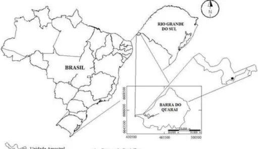 FIGURA 1: Área de estudo e localização da unidade amostral. FIGURE 1: Study area and location of the sample plot