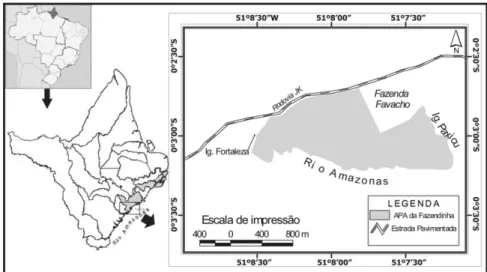 FIGURA 1: Localização da APA da Fazendinha no município de Macapá-AP, em região próxima à foz do                       rio Amazonas.