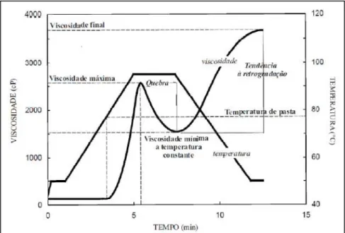 Figura  1  -  Curva  de  viscosidade  típica  do  Analisador  Rápido  de  Viscosidade  (RVA) 