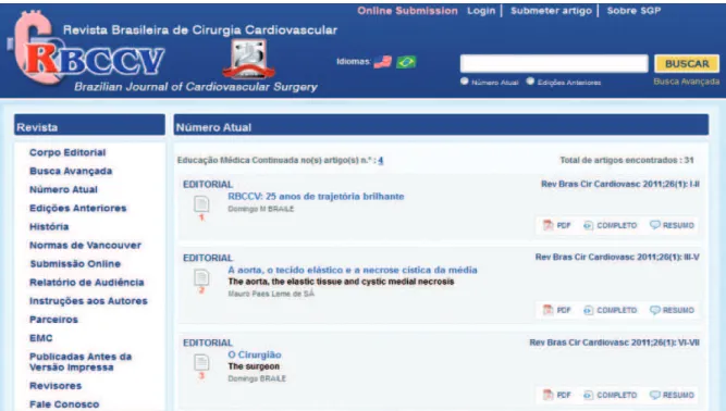 Fig. 1 – Copy of the new site’s home page of BJCVS
