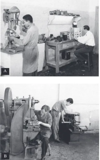 Fig. 5 - Artificial Heart-Lung Workshop – “Basement” of HC- HC-USP - São Paulo. From left to right, Benvindo - drill, Eng
