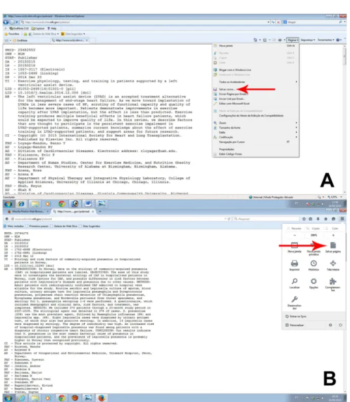 Fig. 3 - Save the page for Internet Explorer (3A) or for Firefox (3B) and choose txt format.