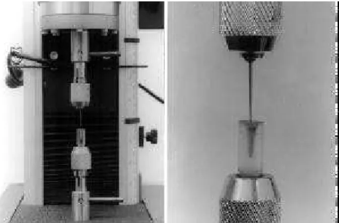 Figure 1. Left: Instron apparatus used for the test of penetration.