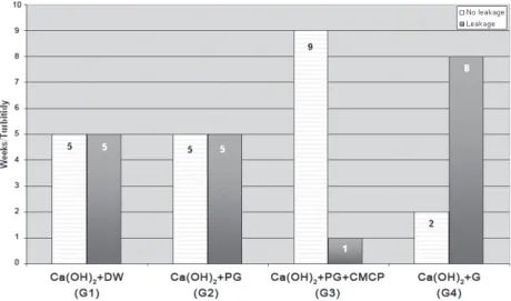 Figure 3. Pattern of leakage in the experimental groups.