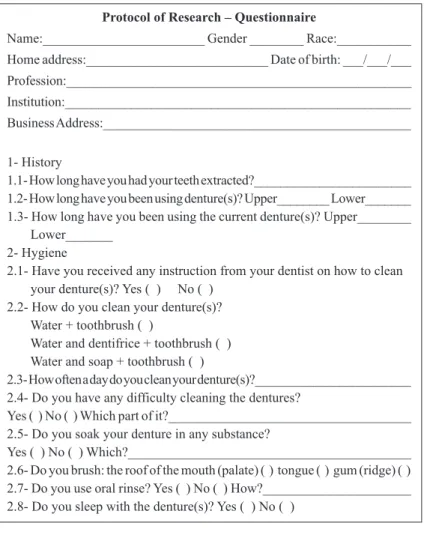 Figure 1. Questionnaire.