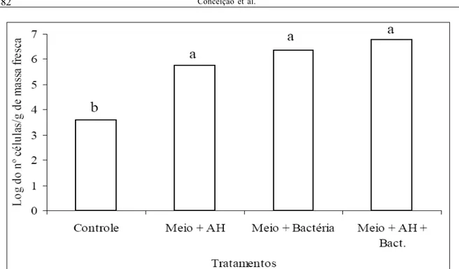 Figura 1 - Contagem do número de bactérias diazotróficas (expresso em log do número de células por grama de tecido fresco) em raízes de plântulas de milho (var