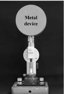 Figure 3. Modified surveyor used to maintain constant pressure on the  specimen during the setting time of the cement.