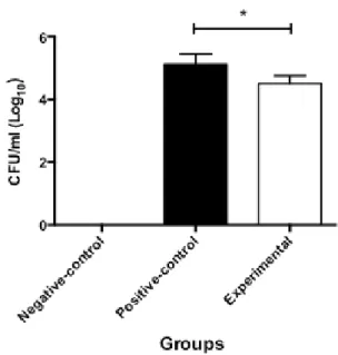 Figure 1. Comparative analysis of isolated C. albicans from the inner  surface of external hexagon implants after being the implant/abutment  unit immersed into C