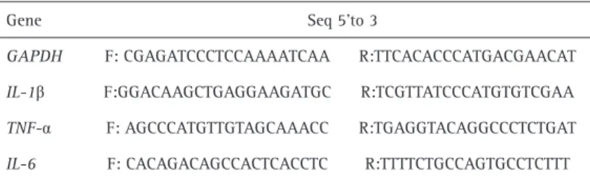 Table 1. Primers sequence used for amplification in real-time PCR
