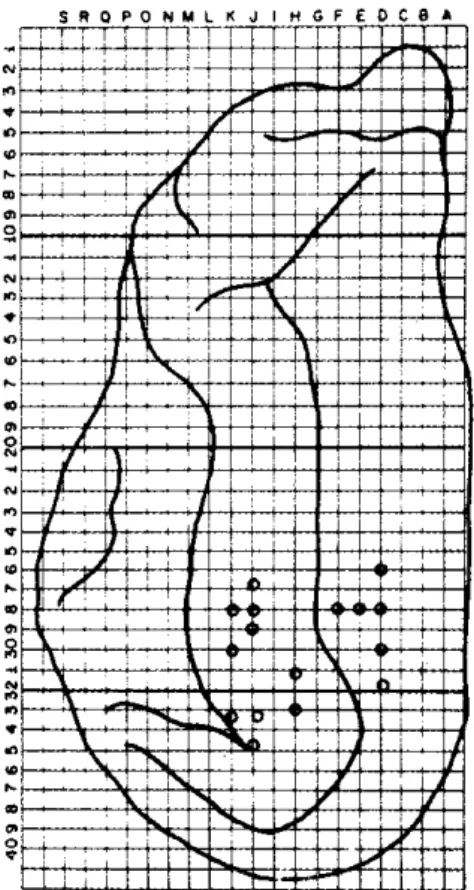 Fig. 5 — Areas whose stimulation pro- pro-voked non-symmetrical transcallosal  responses