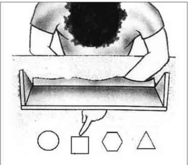 Fig 1. Design of the Haptic Recognition Test. Subject’s visual ield was  occluded by the black wall