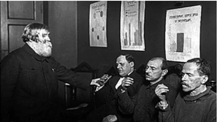 Figure 2. Bekhterev during session of mass hypnosis. Image  obtained from a movie.