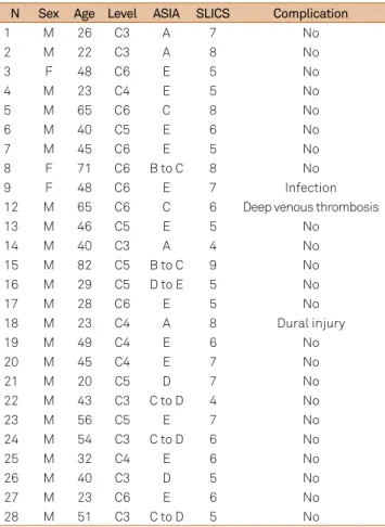 Table 3. Summary of the 28 patients surgically treated from  2011-2013.