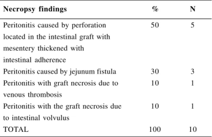 TABLE 4 – Necropsy findings in subgroup T3
