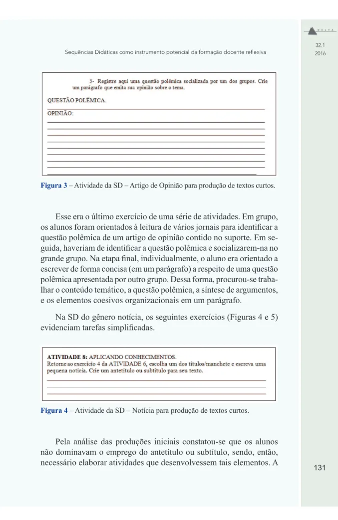Figura 3  – Atividade da SD – Artigo de Opinião para produção de textos curtos. 