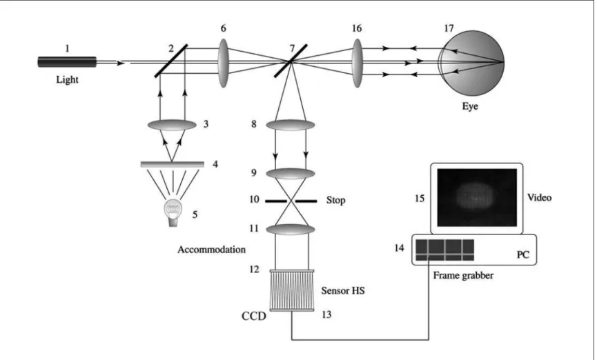 Figure 3 - Schematic diagram of optical setup used in our laboratory to measure aberrations of the eye