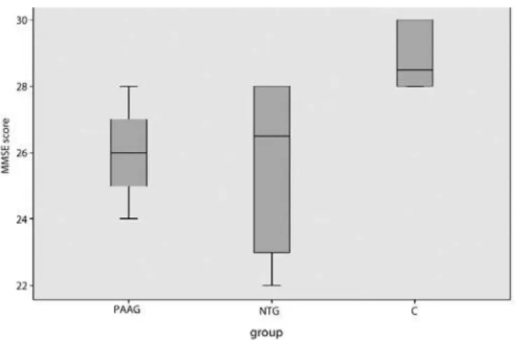 Figure 1. Box plot graph of MMSE scores in each group.