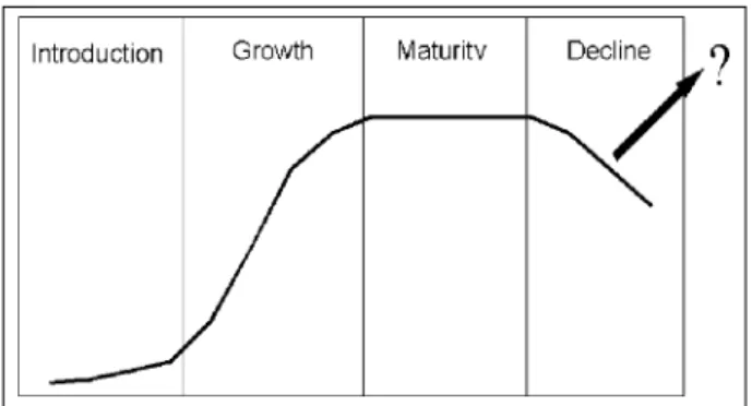Fig. 1 - The product life cycle: a message for electrocardiography. The introduction of electrocardiography to clinical diagnostics - the collection of the first experience, analysis, and interpretation of electrocardiograms in relation to physiological an
