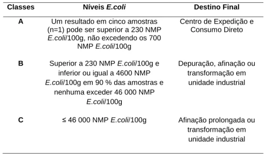 Tabela 9 - Classificação das zonas de produção de MBV 