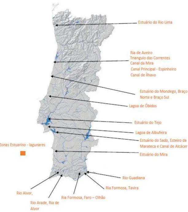 Figura 7 - Zonas estuarinas classificadas (Adaptado de IPMA,2017) 