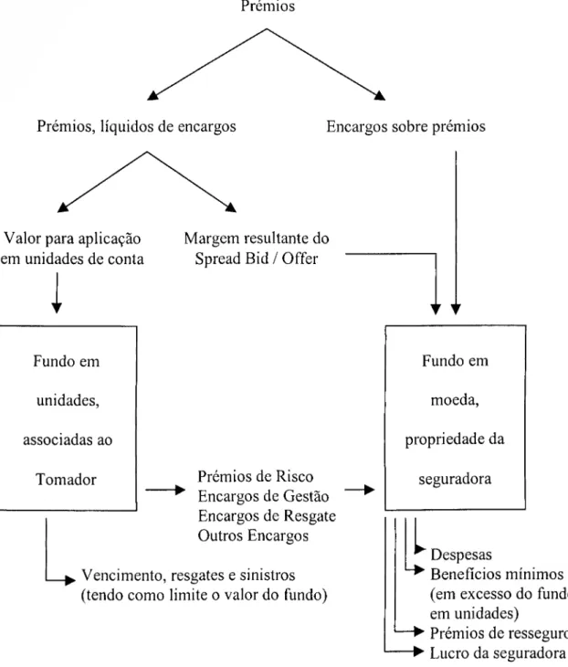 Figura 1 - Os fluxos financeiros de um Seguro Unit-Linked 