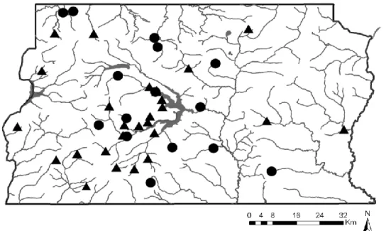 Figura 2: Mapa das coletas de musgos pleurocárpicos realizadas no Distrito Federal.       