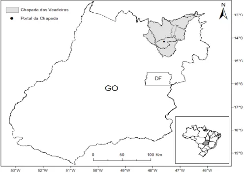 Figure 1 - Location of the State of Goiás, Chapada dos Veadeiros and Portal da Chapada in Brazil