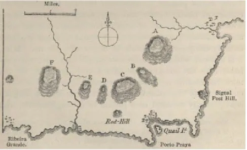 Figure 3.1 –Sketch of the southern region of Santiago Island by Darwin (1844). 