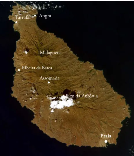 Figure 3.2  –  Santiago Island topography.  Image courtesy of the Image Science &amp; Analysis Laboratory, NASA  Johnson Space Center (ISS006-E-5219; http://eol.jsc.nasa.gov).