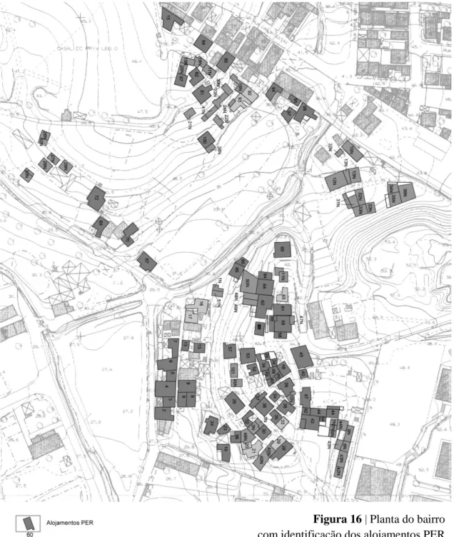 Figura 16 | Planta do bairro   com identificação dos alojamentos PER 