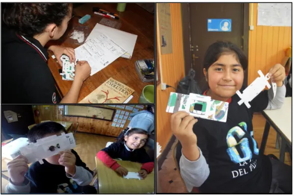 Figure  2  -  Environmental  education  class  using  Foldscopes  ©  (paper  microscopes)