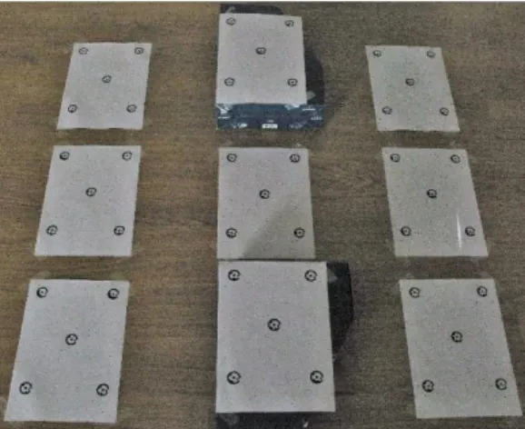 Figura 11 – Matriz de calibração utilizada com duas das folhas de alvos mais elevadas