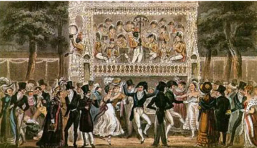 Figura 03 - Uma noite de festa e dança no vauxhall. Gravura de Cruickshank (cerca de 1822)