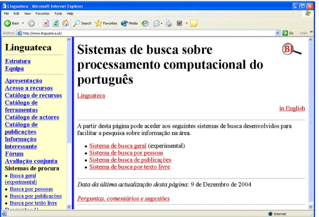 Figure 1- The search possibilities currently offered by Busca