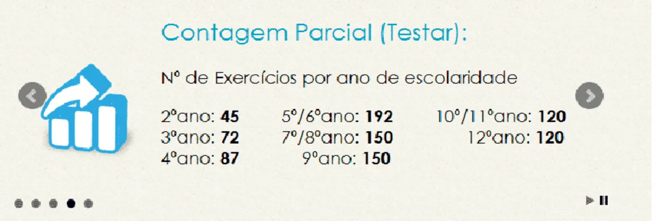 Ilustração 7 - Número de exercícios da secção "Testar"