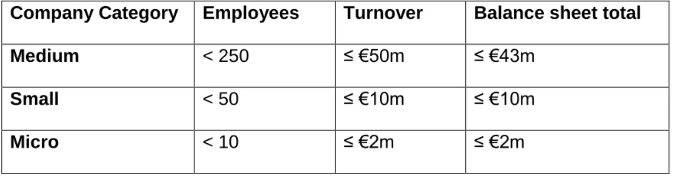 Figure 1 - SMEs definition  